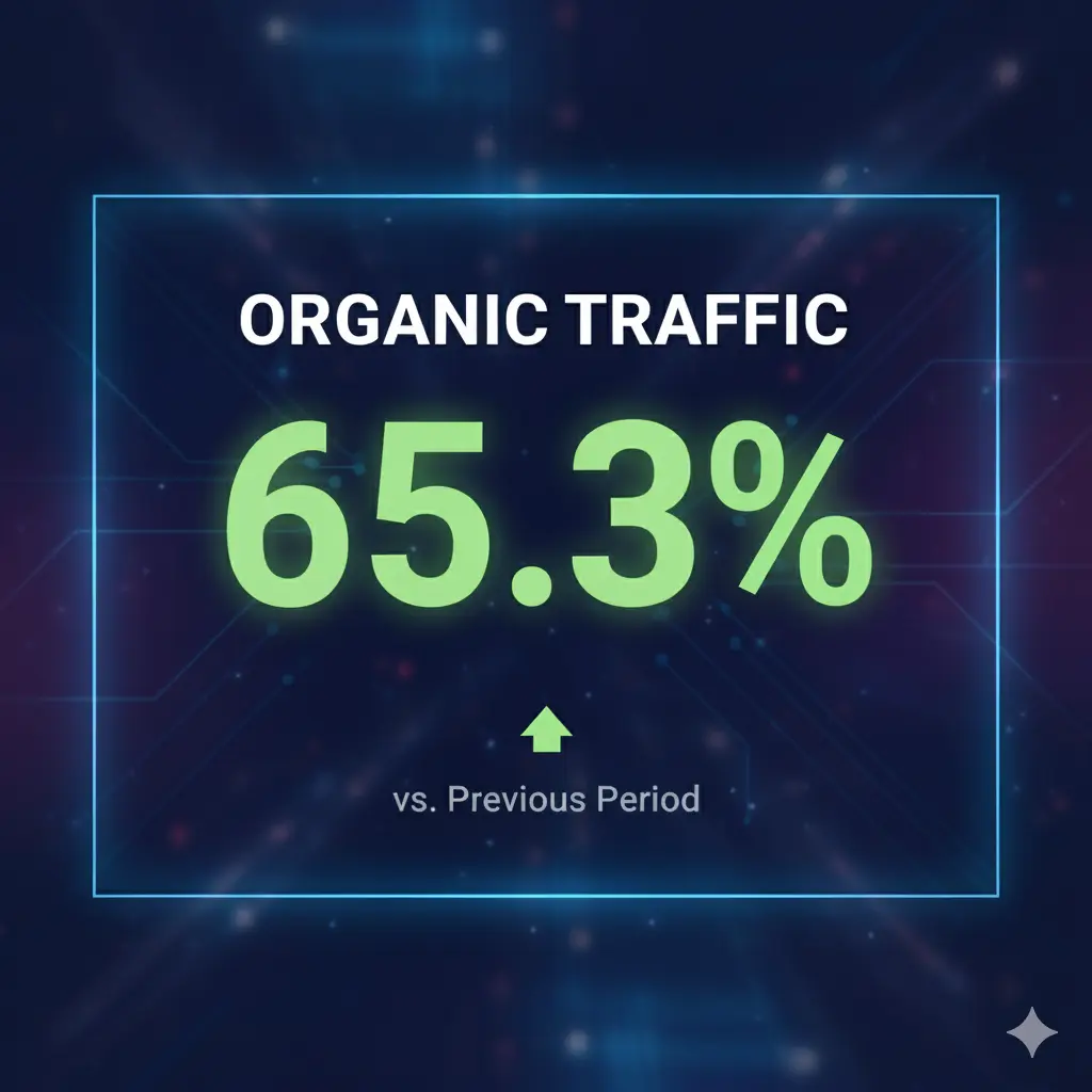 SEO Terms Explained visual illustrating organic traffic growth, showing the percentage of visitors coming from unpaid search results.