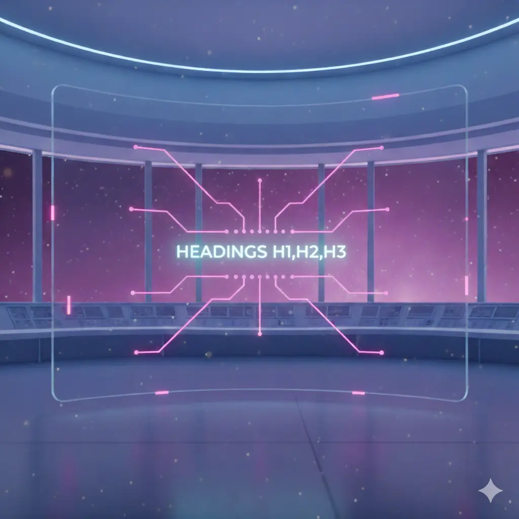 SEO Terms Explained visual showing how H1, H2, and H3 headings organize content structure for better readability and Google understanding.