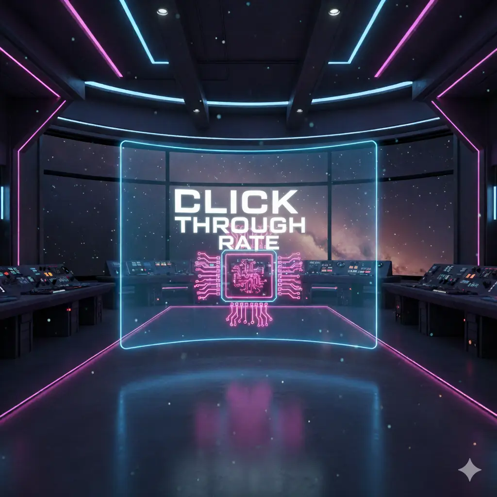 SEO Terms Explained visual showing CTR or click-through rate, which measures how many users click your page after seeing it in search results.